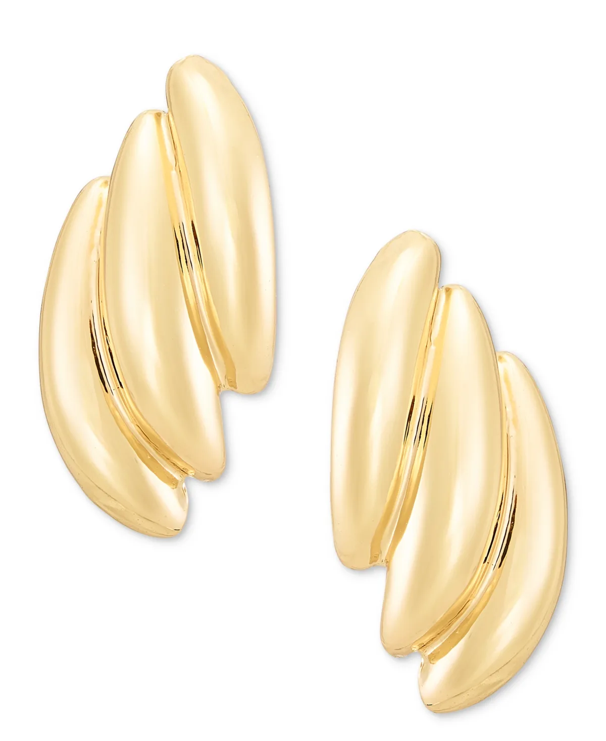Silver-Tone Titanium Dynamic Puffy Stud Earrings by Ralph Lauren