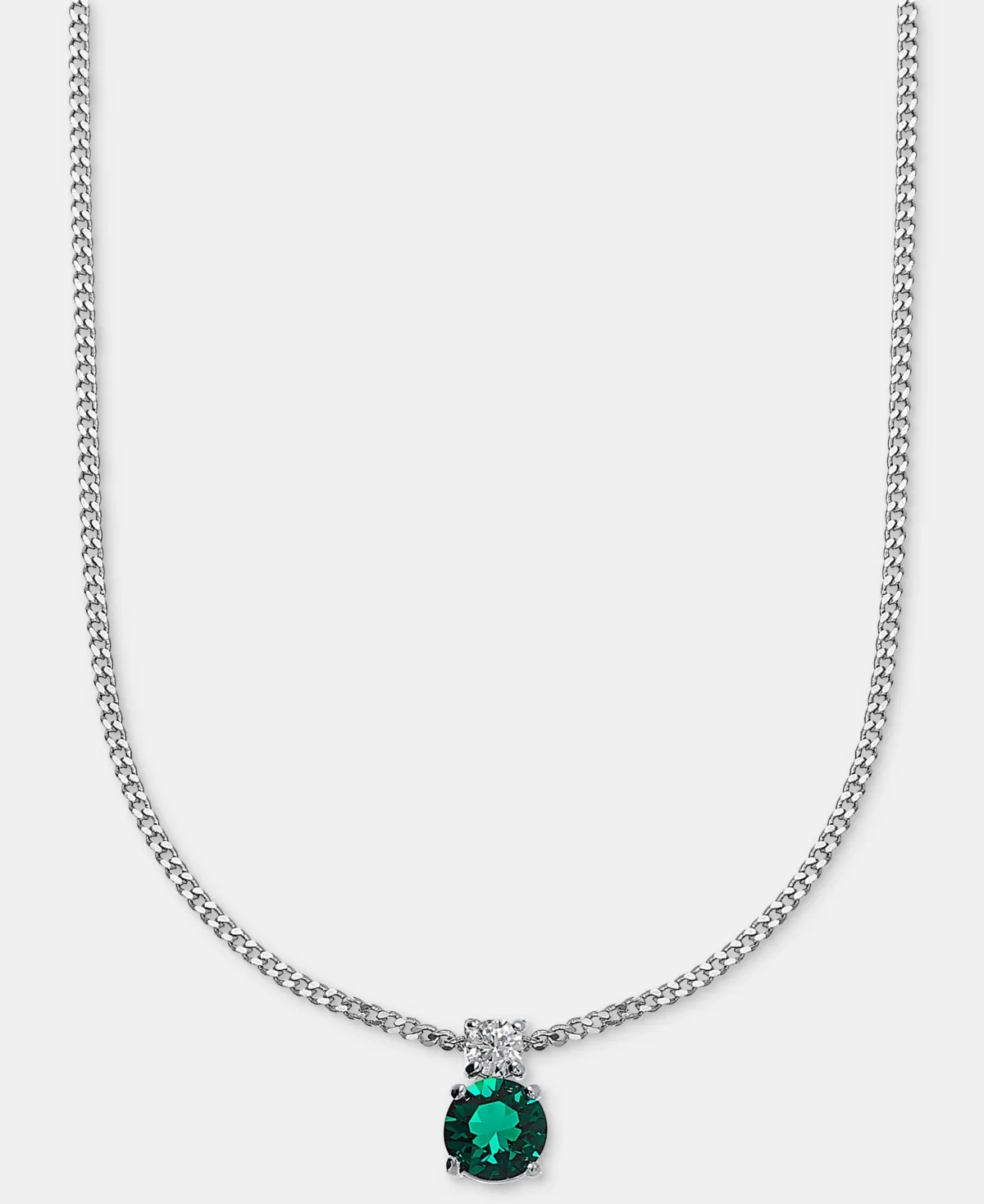 Hematite-Tone Mixed Metal Cubic Zirconia Double Stone Pendant Necklace by GIVENCHY