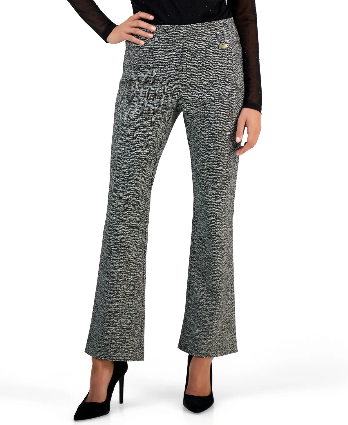 Pull-On Bootcut Herringbone Pants by INC International Concepts