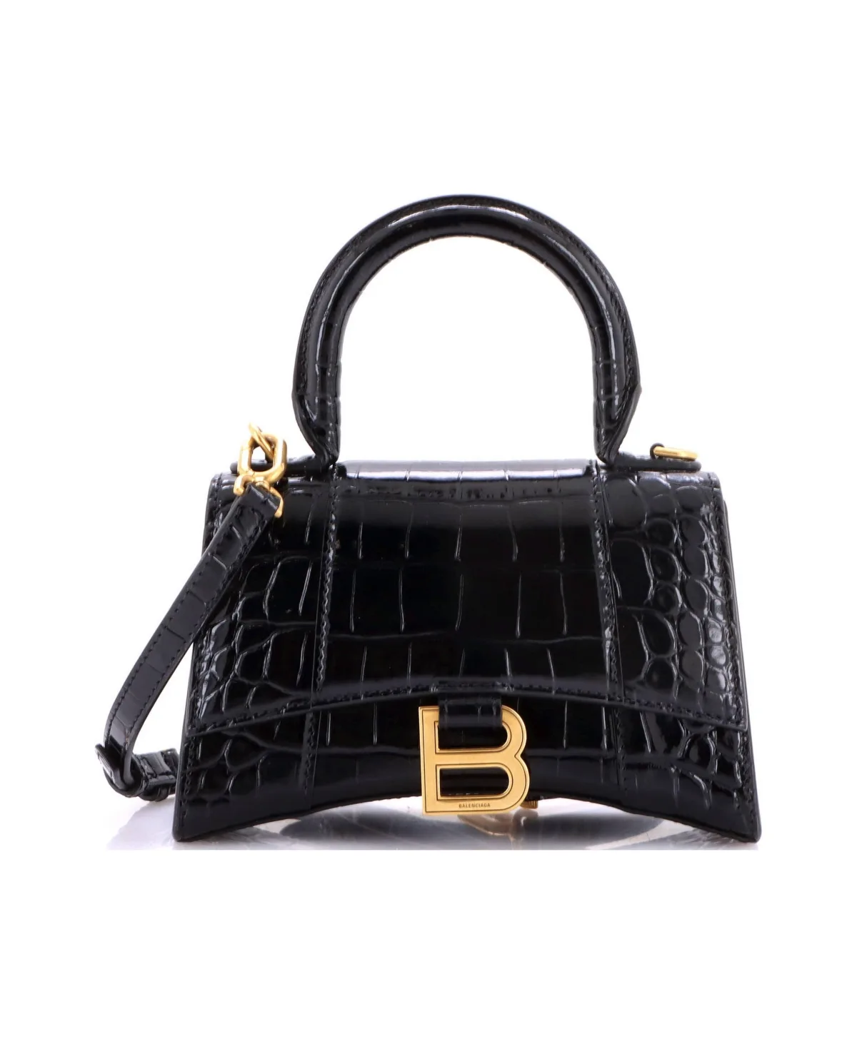 Pre-Owned Balenciaga XS Hourglass Top Handle Bag Embossed Leather by Balenciaga