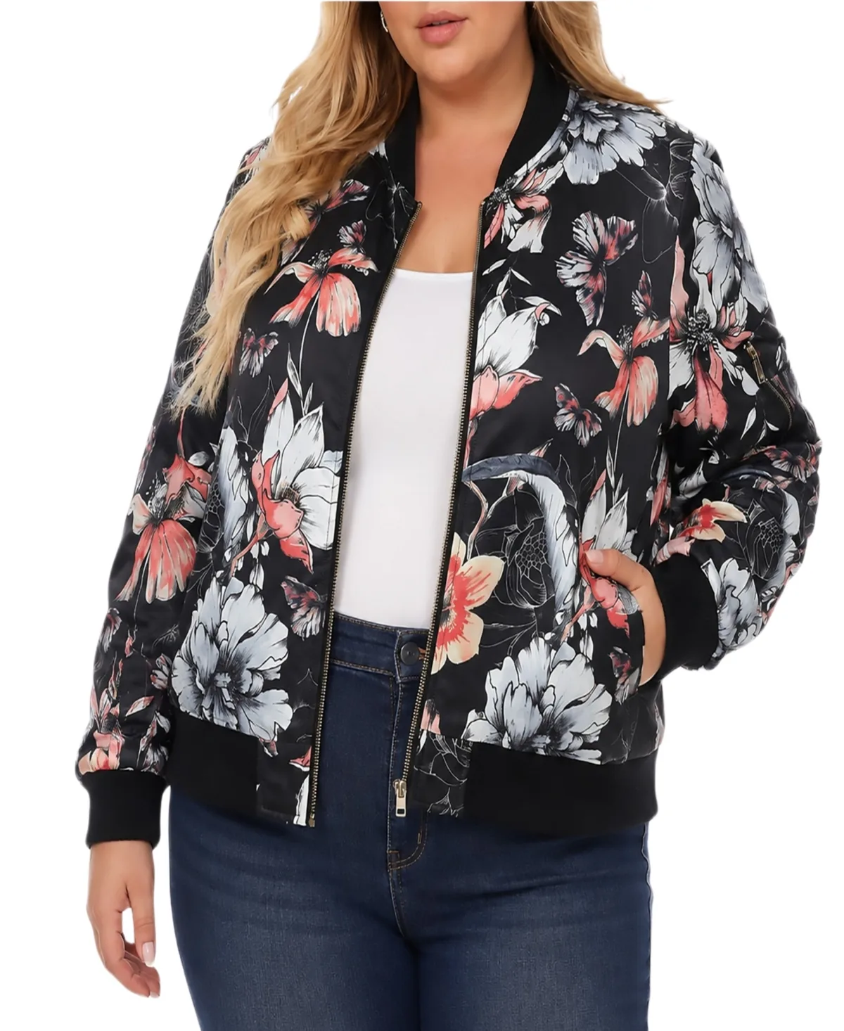 Floral-Print Bomber Jacket by White Mark