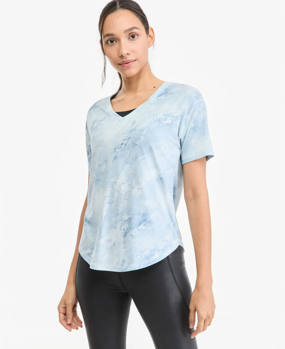 V-Neck Curved-Hem T-Shirt by Id Ideology