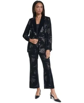 Velvet Jacquard Blazer Velvet Floral Print Jacquard Pants by Karl Lagerfeld