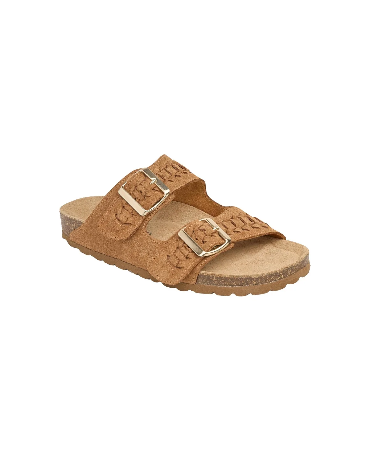 Plait Detail Suede Round-Toe Flatform Sandals by Celtic & Co