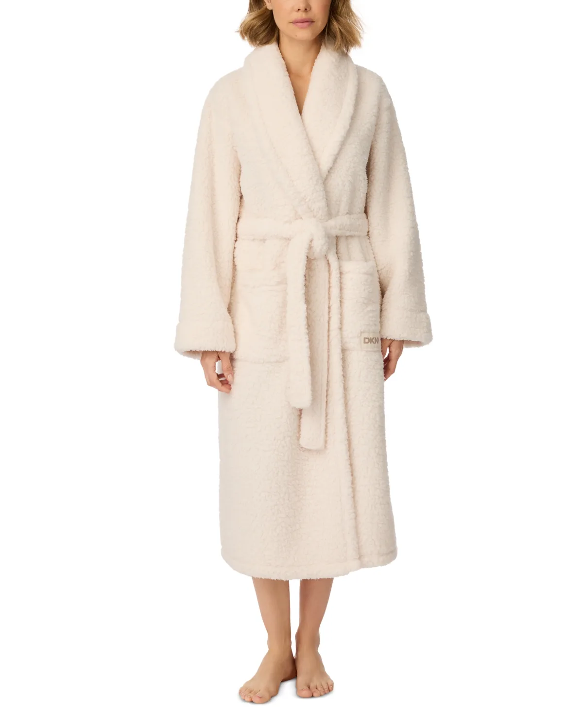 Long-Sleeve Sherpa Wrap Robe by DKNY