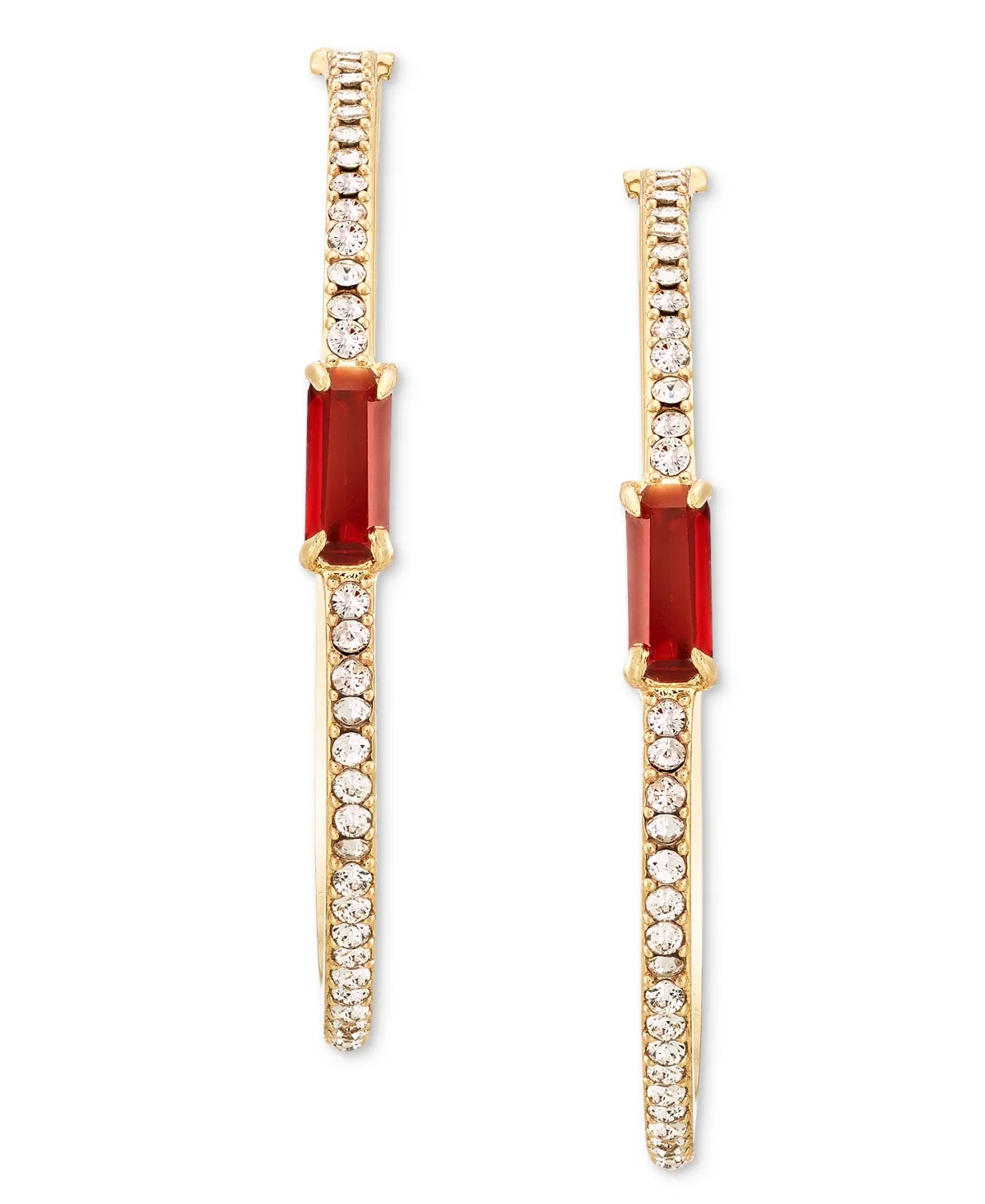 Lauren Ralph Lauren Titanium Glass Gold-Tone 35MM Baguette Hoop Earrings by Ralph Lauren