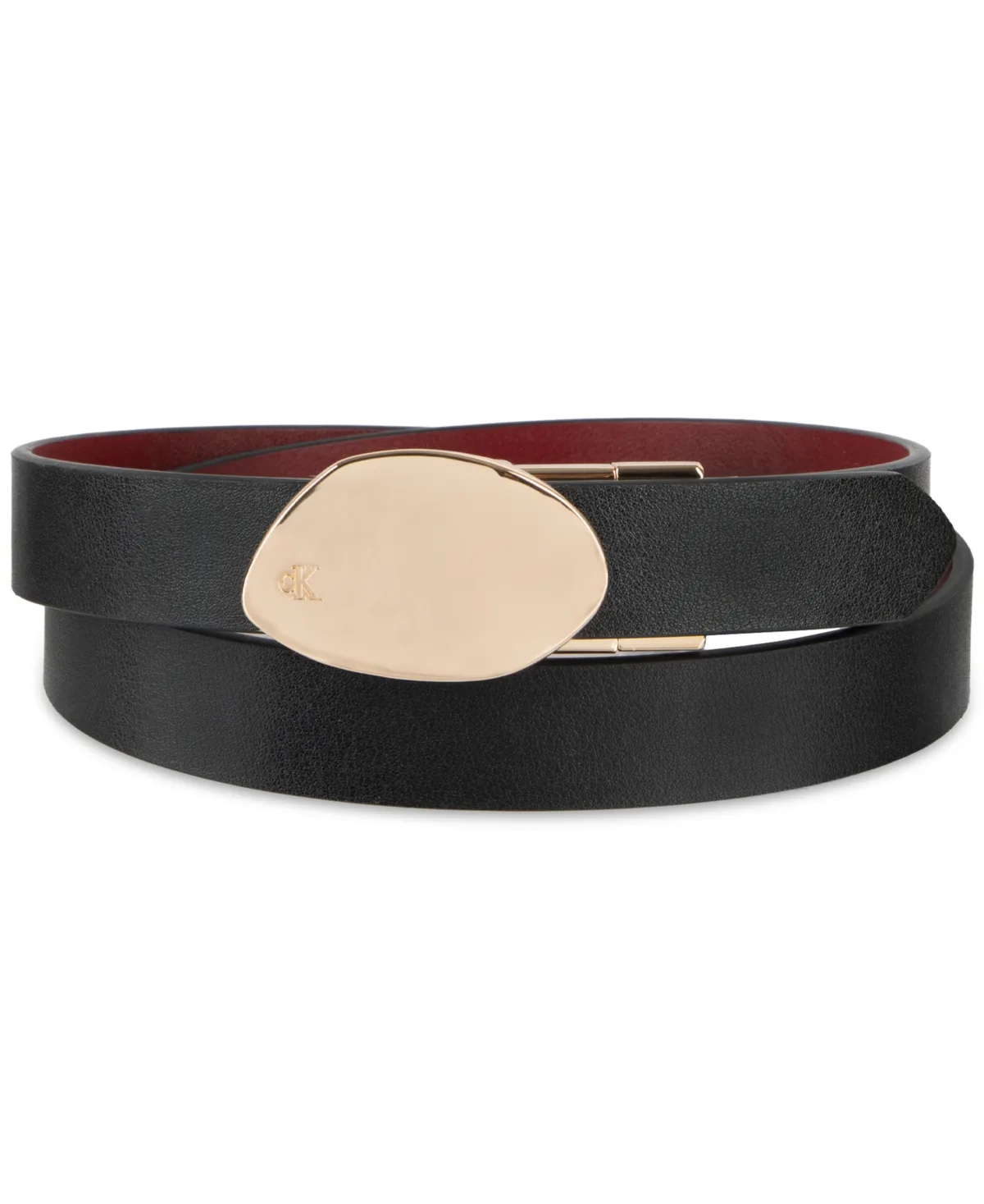 2-In-1 Reversible Skinny Sculptured Buckle Belt by Calvin Klein