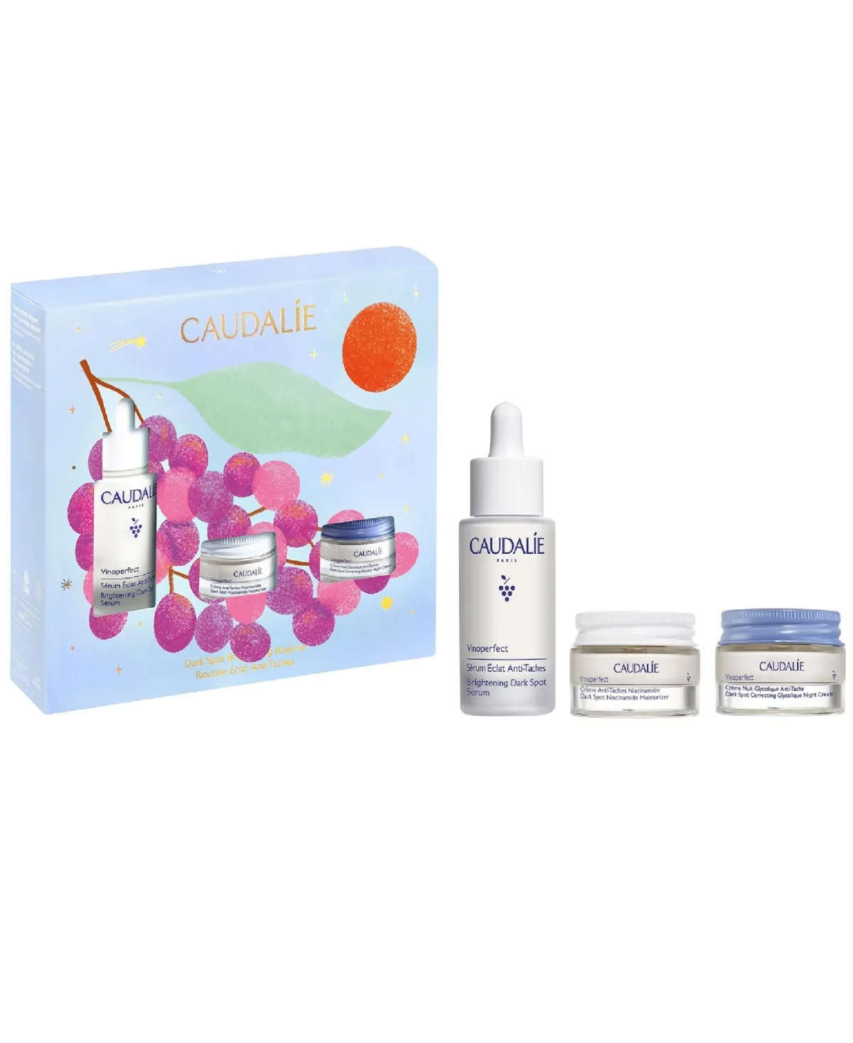 3-Piece Vinoperfect Vitamin C Alternative Dark Spot Brightening Routine Gift Set by Caudalie