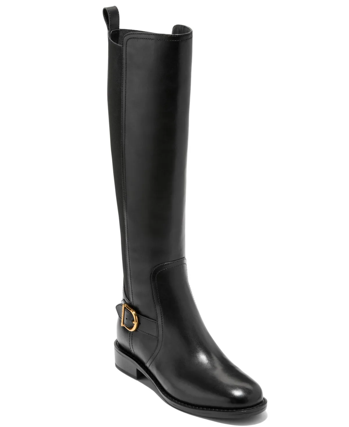 Prue Zipper Riding Boots - Black Leather/Stretch by COLE HAAN