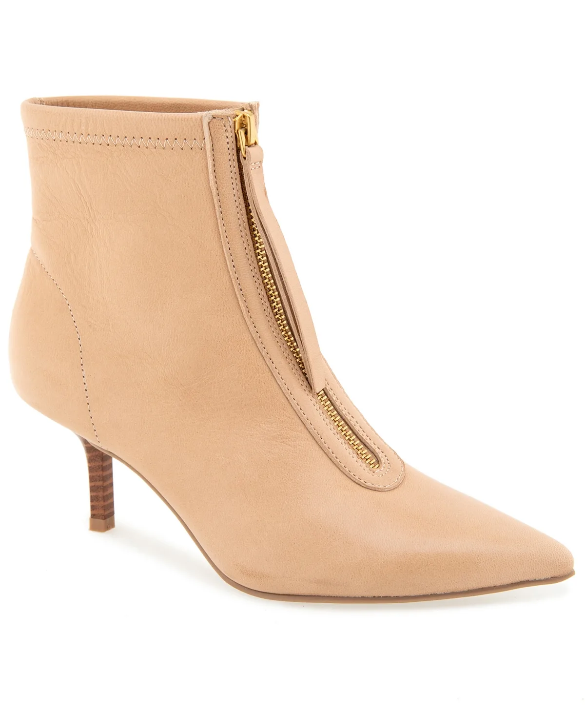 Udaya Pointed Toe Zip Front Ankle Booties - Sand Leather by Kenneth Cole