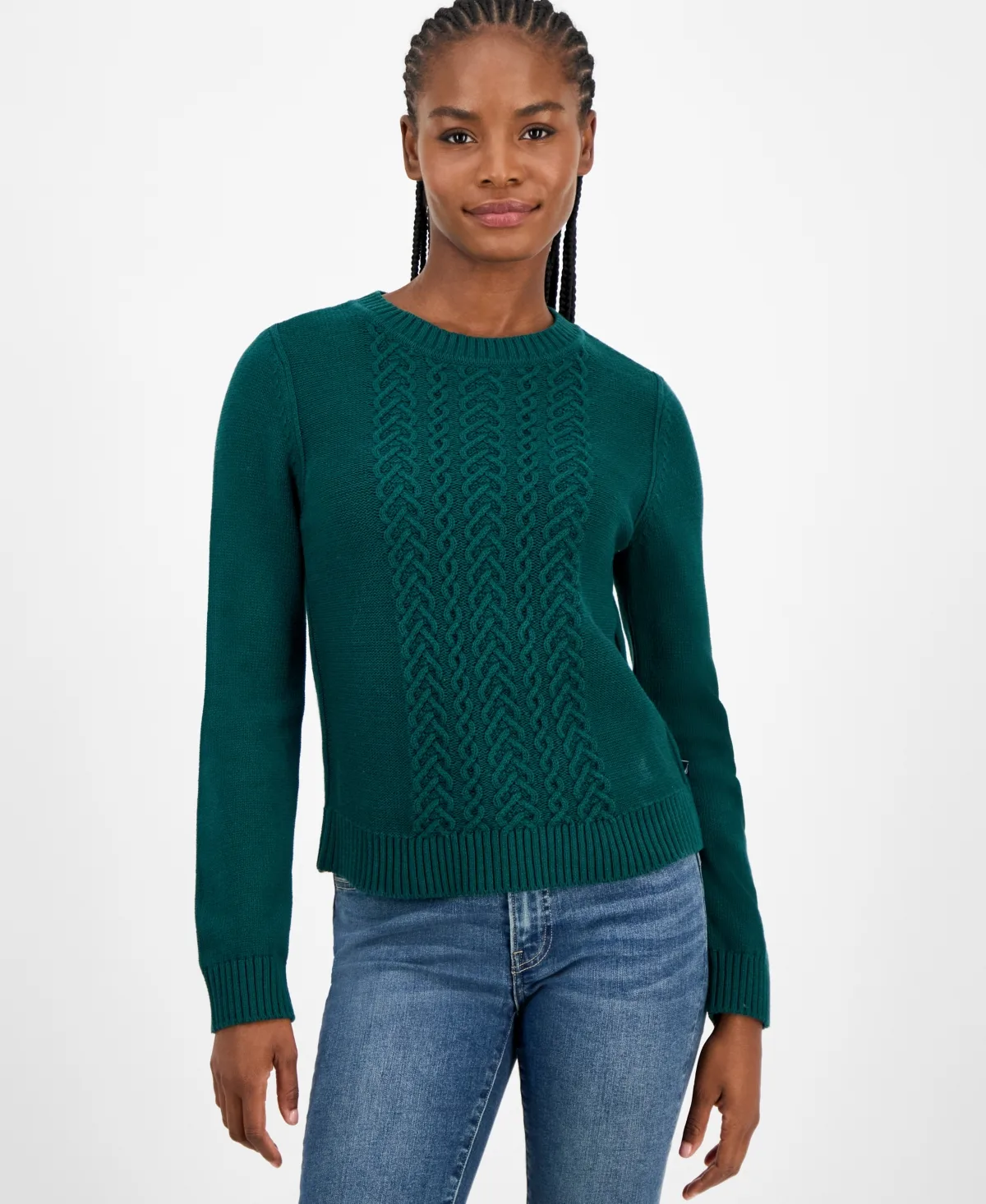Cotton Heart Cable Crewneck Sweater by Nautica
