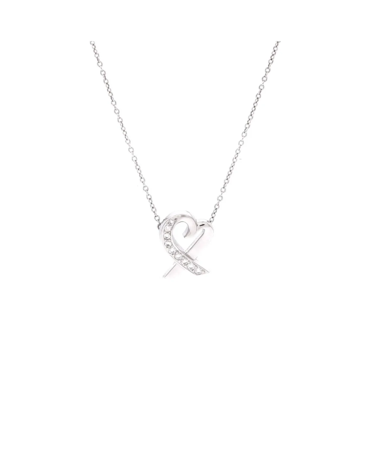 Pre-Owned Tiffany and Co Paloma Picasso Loving Heart Pendant Necklace - 18k White Gold by Tiffany & Co.