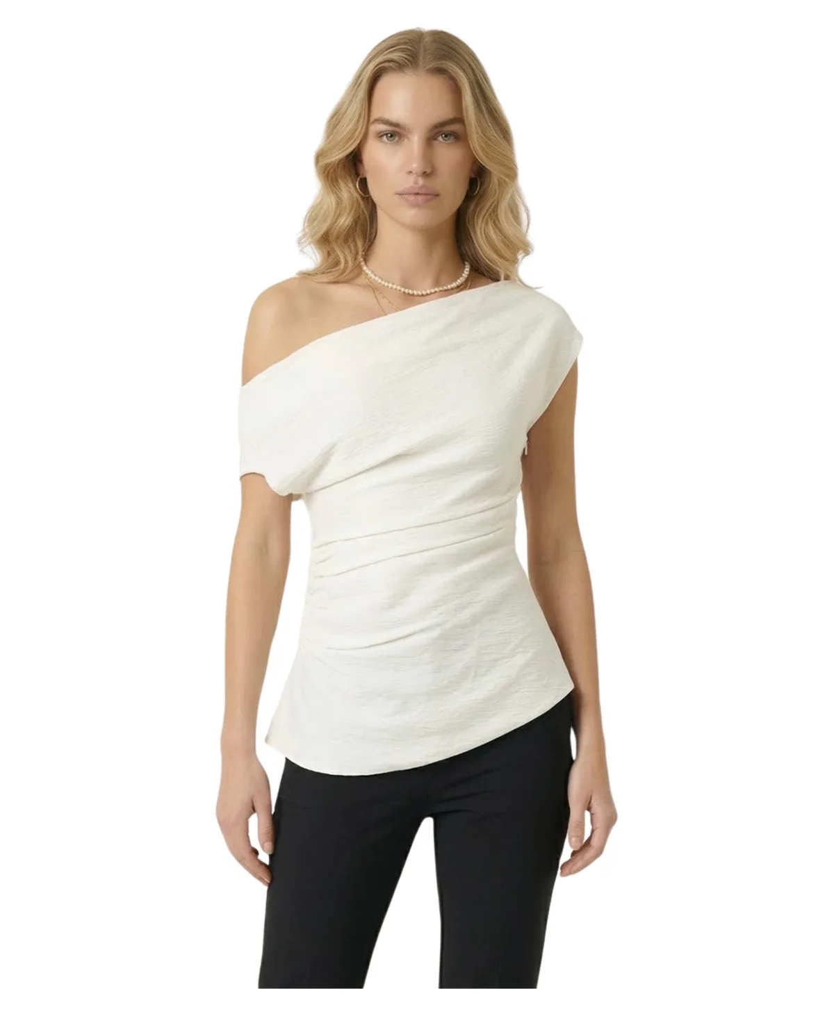 Asymmetric One-Shoulder Draped Top