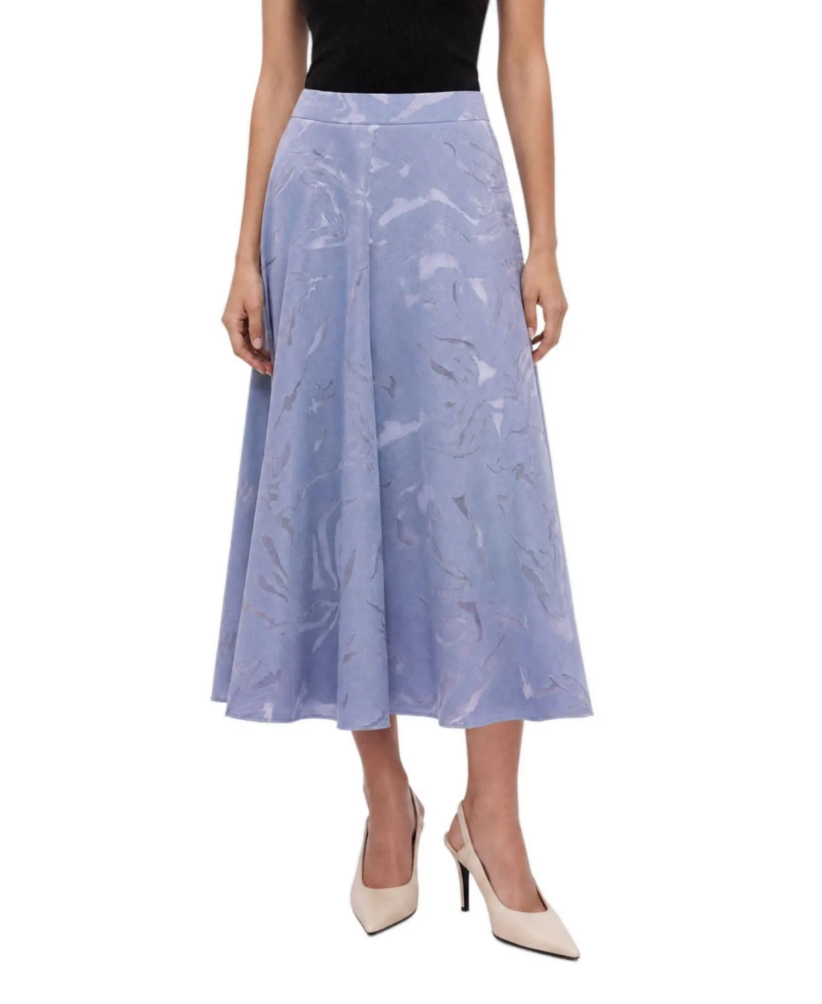 High-Waisted A-Line Midi Skirt by Nocturne