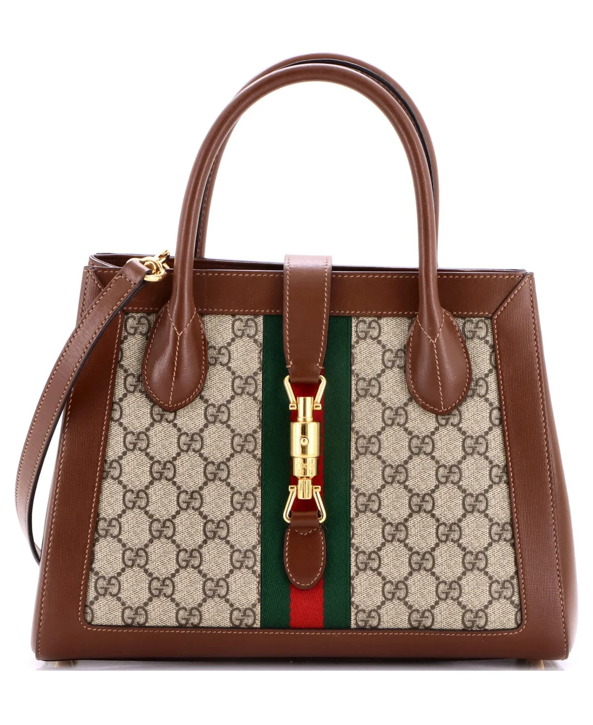 Pre-Owned Gucci Medium Jackie 1961 Web Tote Gg Canvas and Leather by Gucci