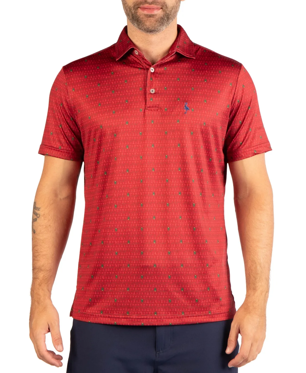 Holiday Performance Martini Glasses Print Polo Shirt by Tailorbyrd