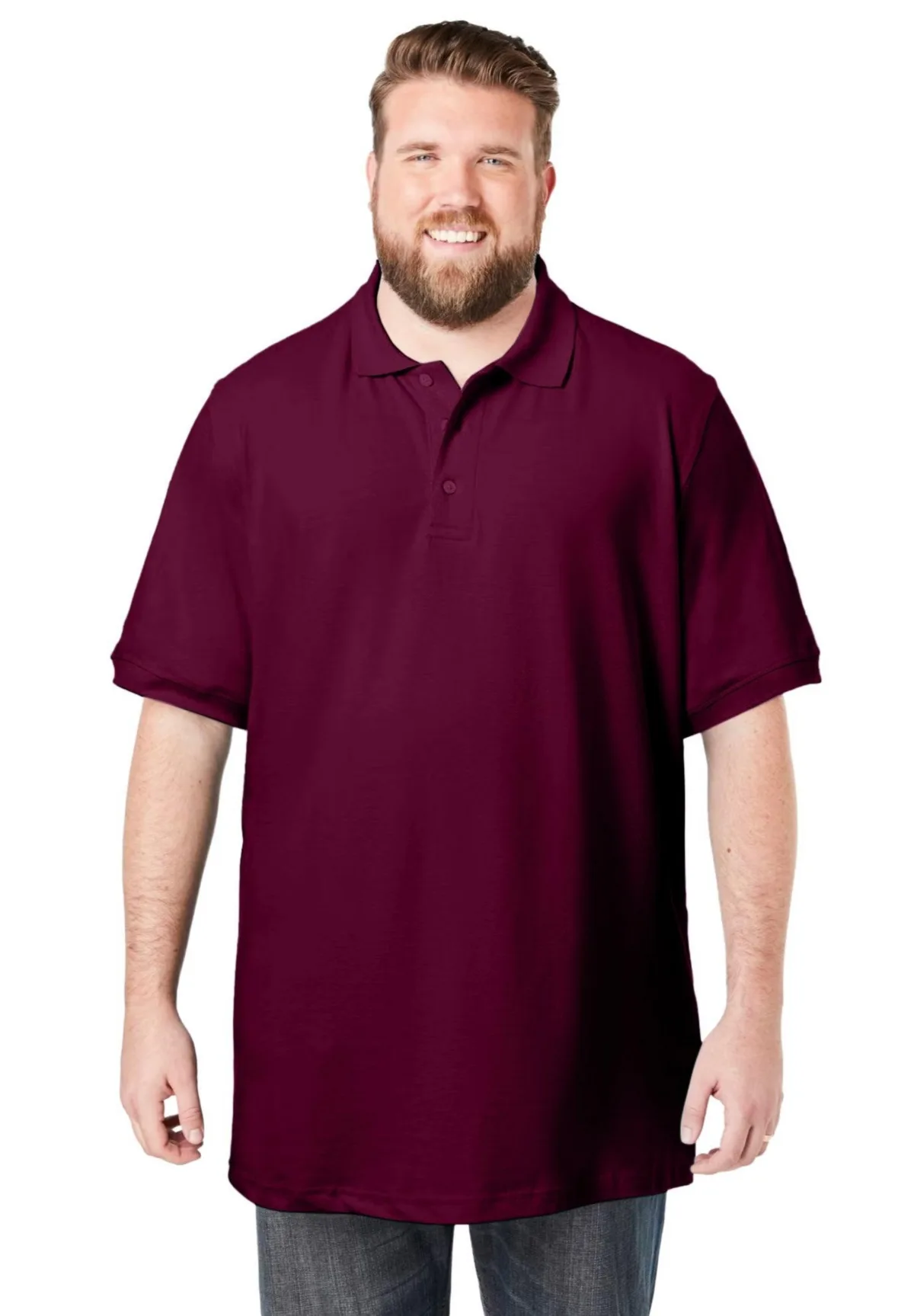 Longer-Length Shrink-Less Cotton Polo Shirt by Kingsize