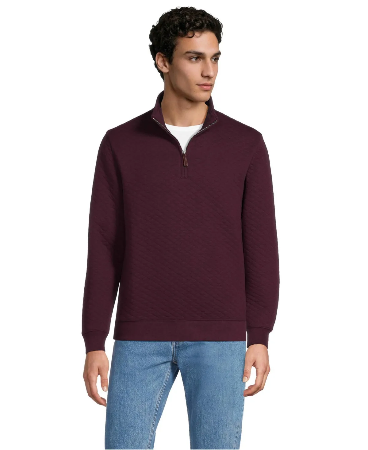 Bedford Mock Neck Quarter-Zip Diamond-Quilted Pullover