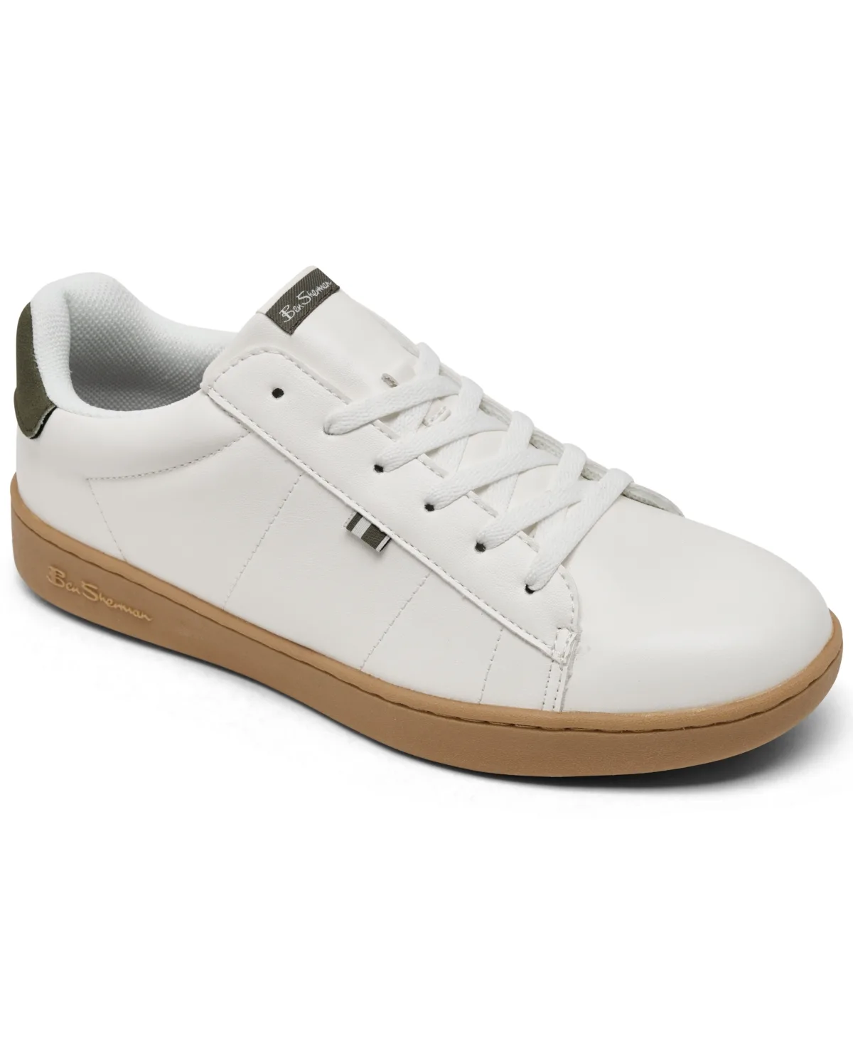 Hampton Low Court Sneakers From Finish Line - White, Olive, Gum by Ben Sherman