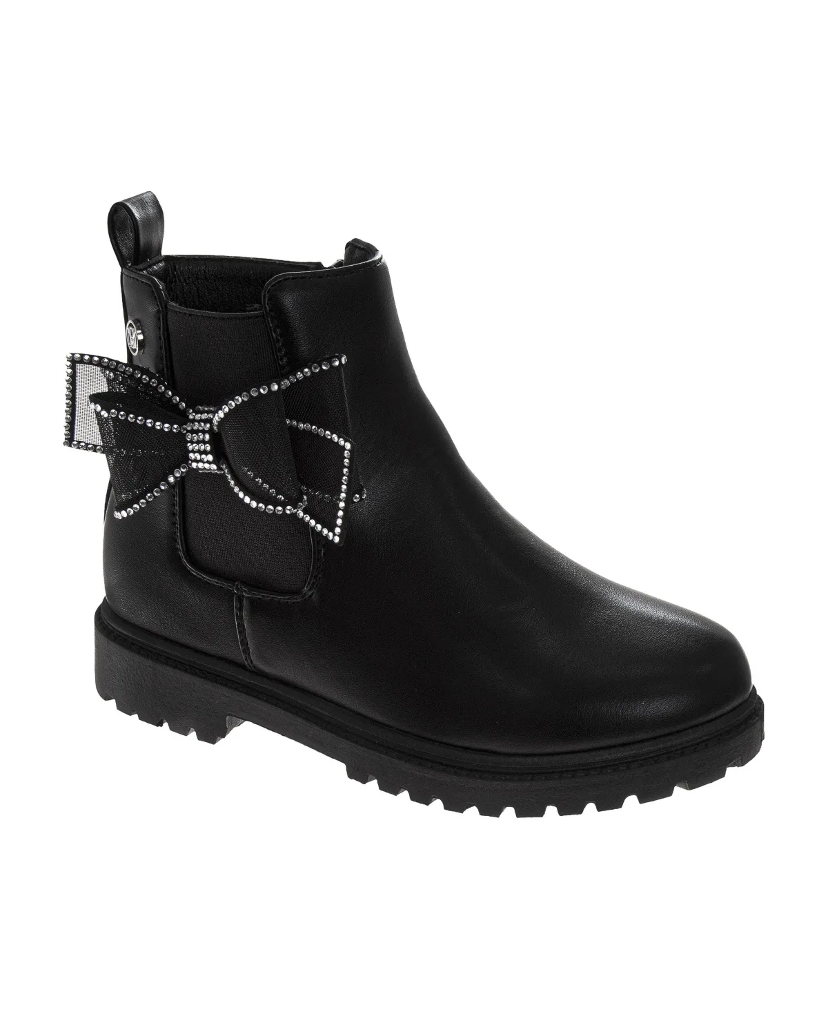 Bow Ankle Boots, Rhinestone Embellished Lug Sole Fashion Boots by Badgley Mischka