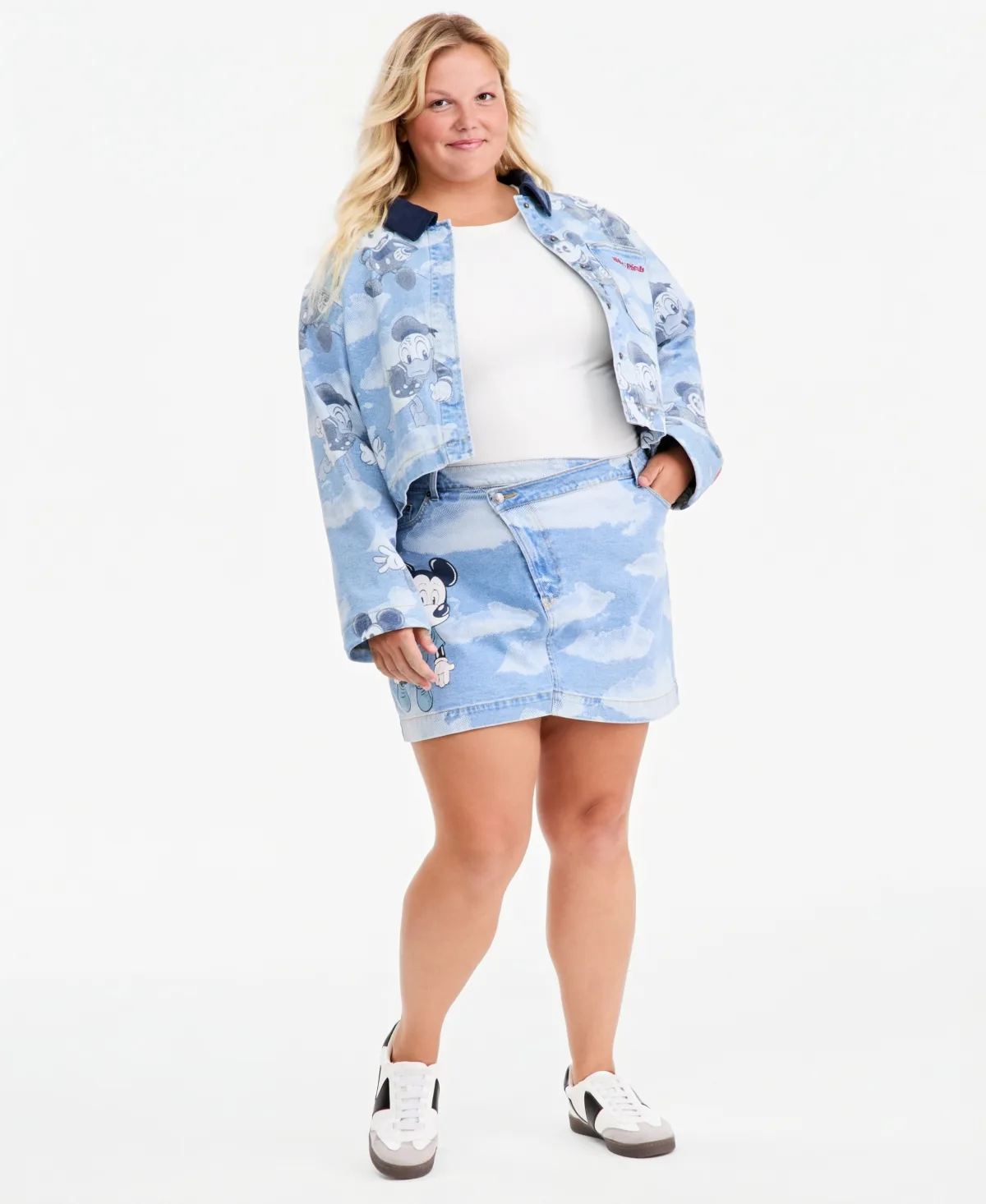 Mickey Mouse Parade Balloon Cloud Print Mini Denim Skirt by Disney