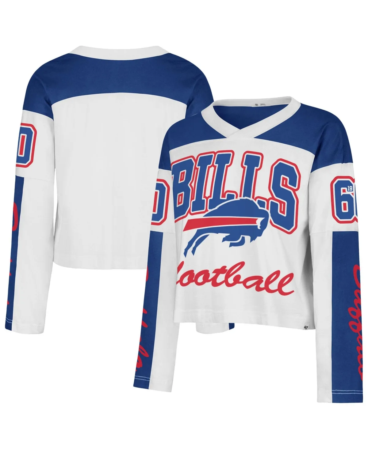 Buffalo Bills Exclamation Metro V-Neck Long Sleeve T-Shirt by 47 Brand