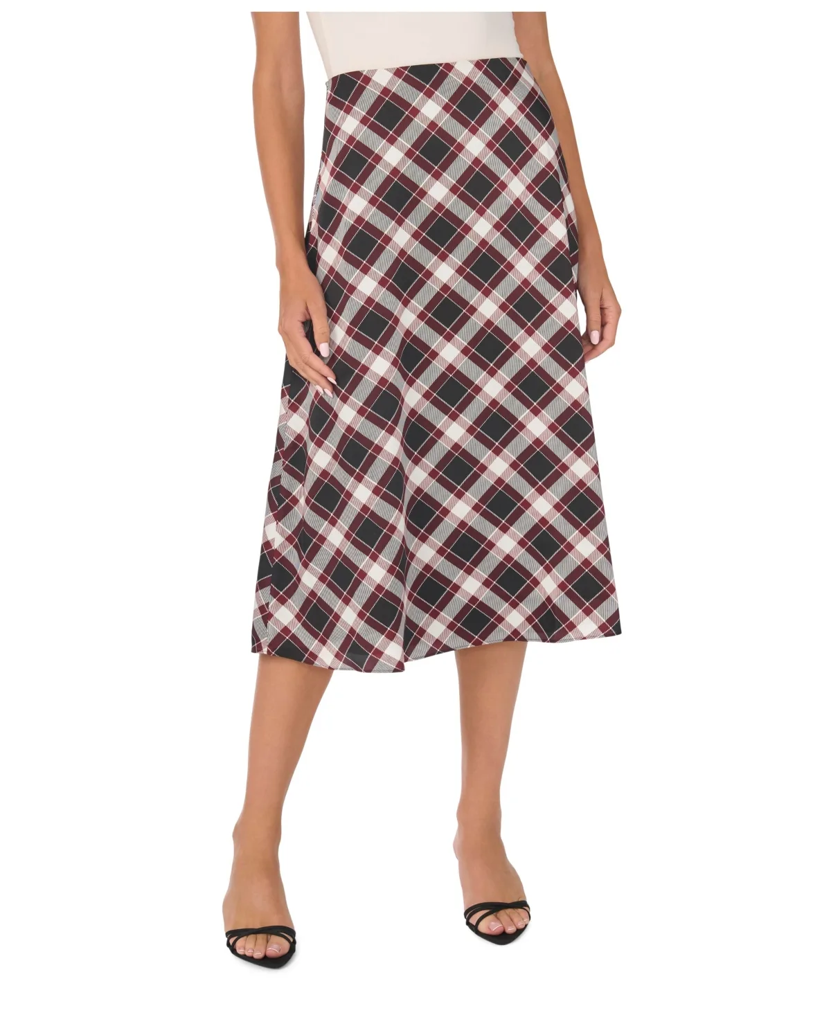 A-Line Satin Midi Skirt