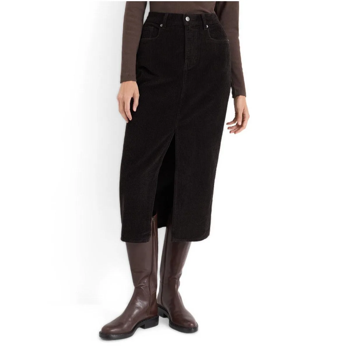 High-Rise Organic Corduroy Midi Skirt by Pact