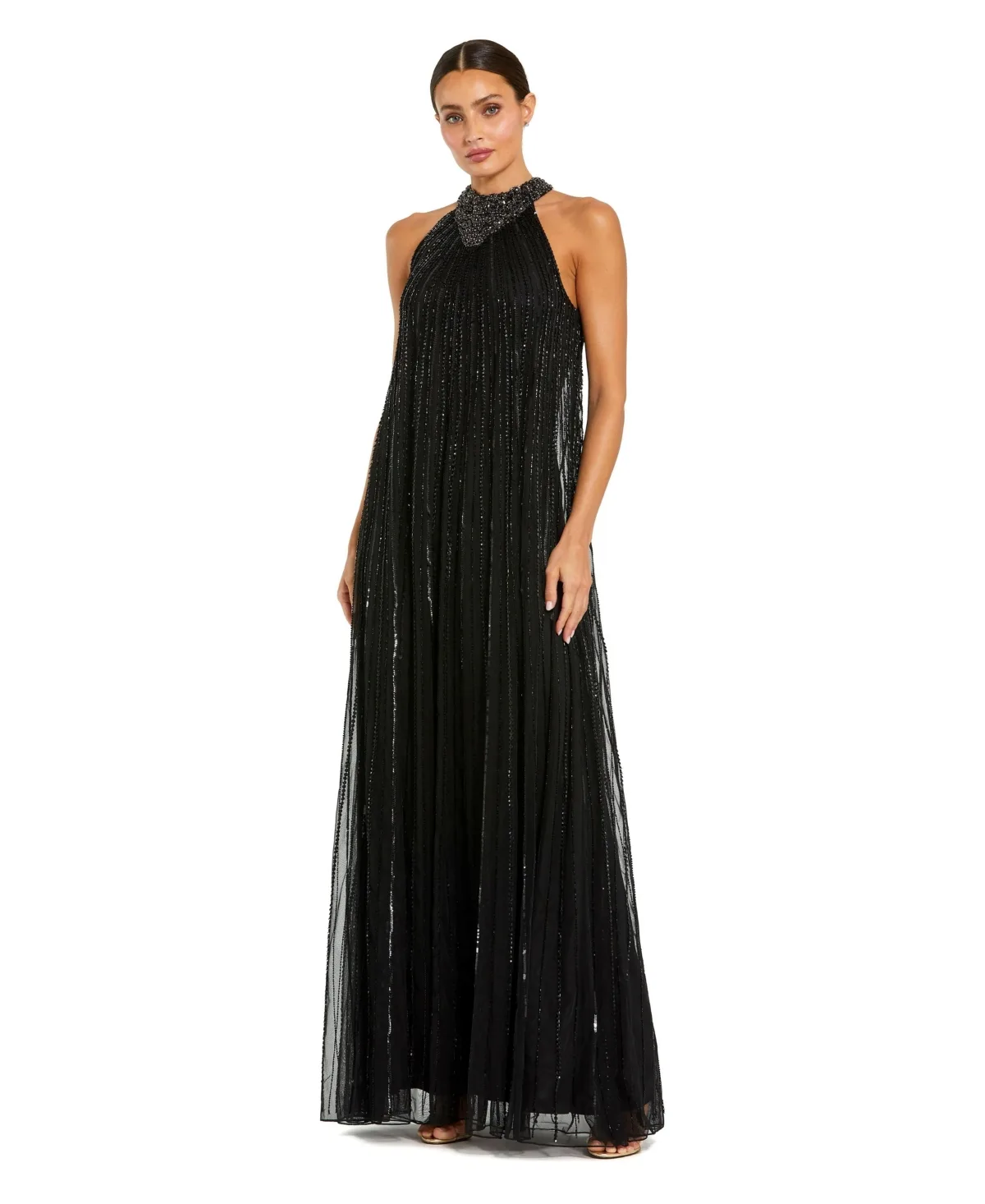 Mac Duggal Embellished Halter Neck Trapeze Gown by M.A.C.