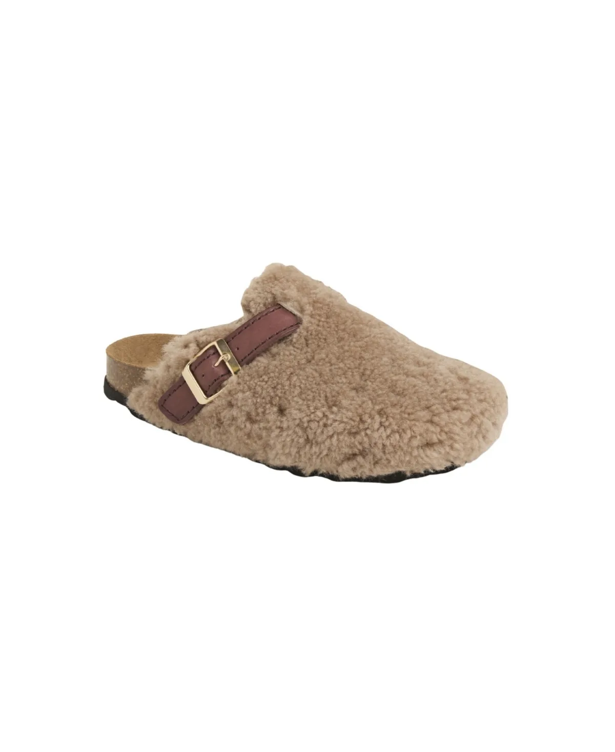 Leather Strap Teddy Shearling Flatform Heel Clogs by Celtic & Co
