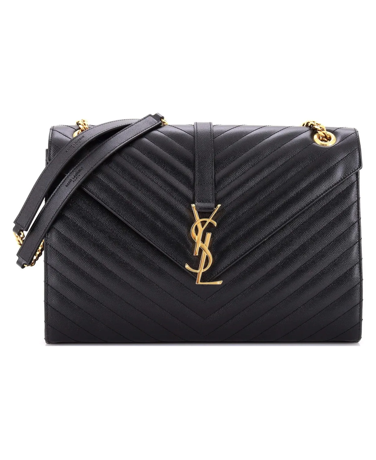 Pre-Owned Saint Laurent Large Classic Monogram Envelope Satchel Matelasse Chevron Leather by Saint Laurent