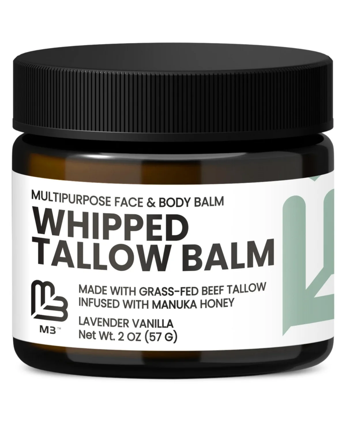 Whipped Beef Tallow Balm with Manuka Honey, Jojoba Oil and Mango Butter, Vanilla, 2 Ounce by M3
