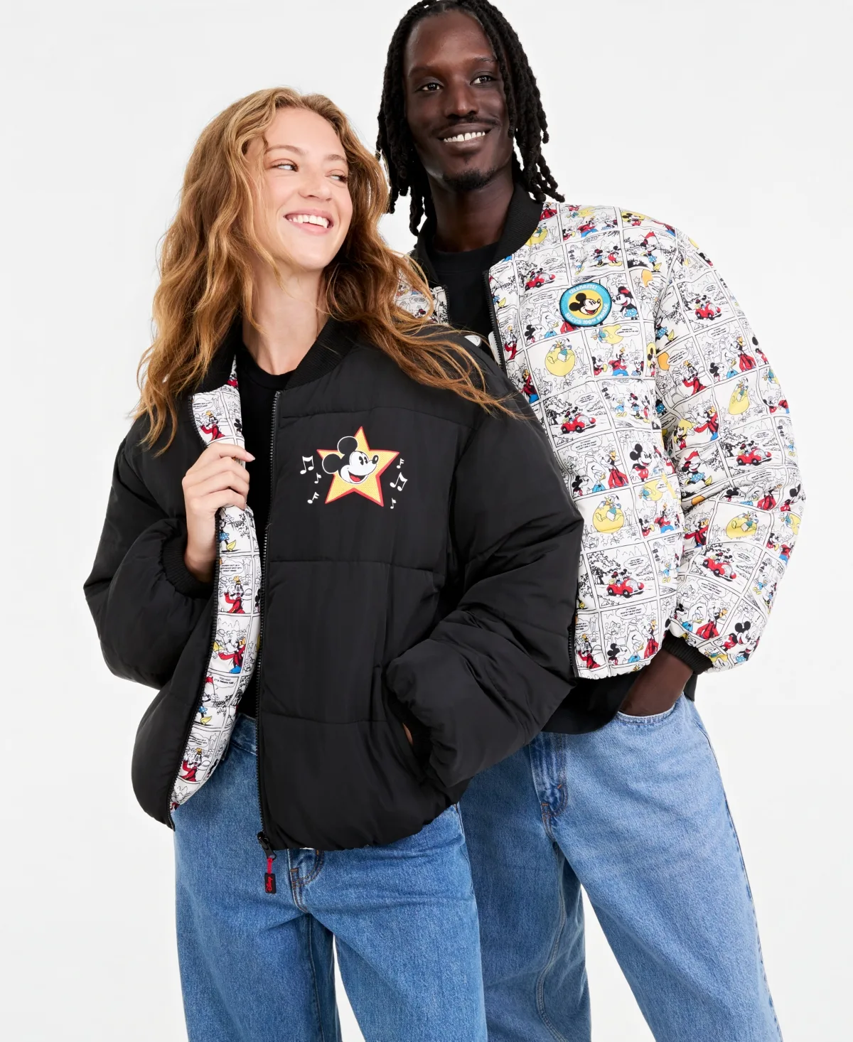 Disney - Macy's 100th Thanksgiving Day Parade Mickey & Friends Comic Strip Reversible Puffer Jacket by Disney
