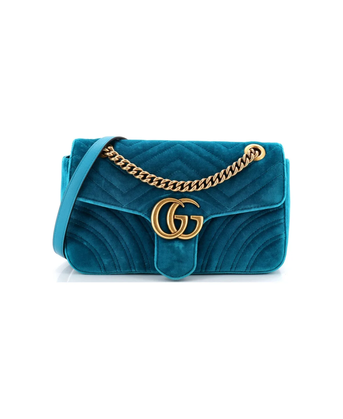 Pre-Owned Gucci Small Gg Marmont Flap Bag Matelasse Velvet