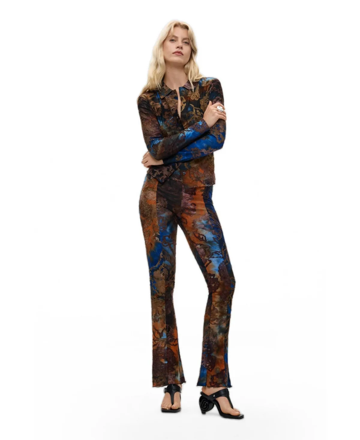 Flocked Flare Trousers by Desigual