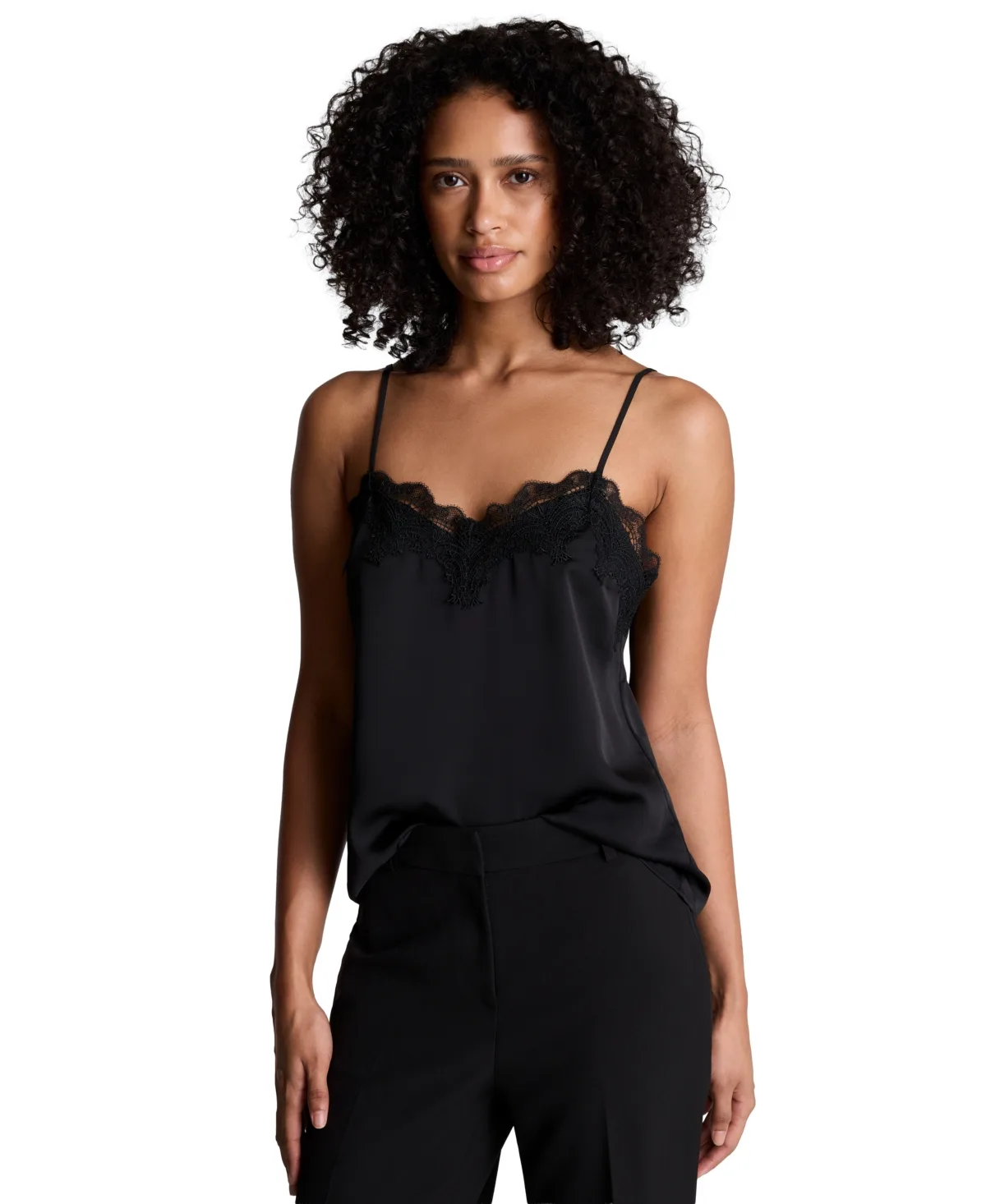 Satin Lace-Trim V-Neck Camisole by Kenneth Cole