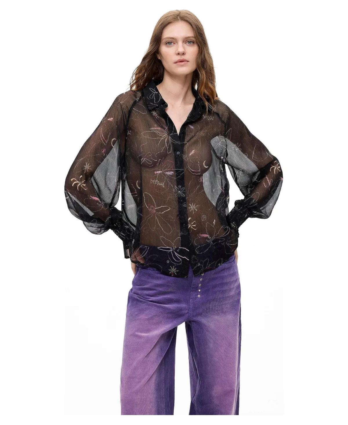 Sheer Floral Blouse by Desigual