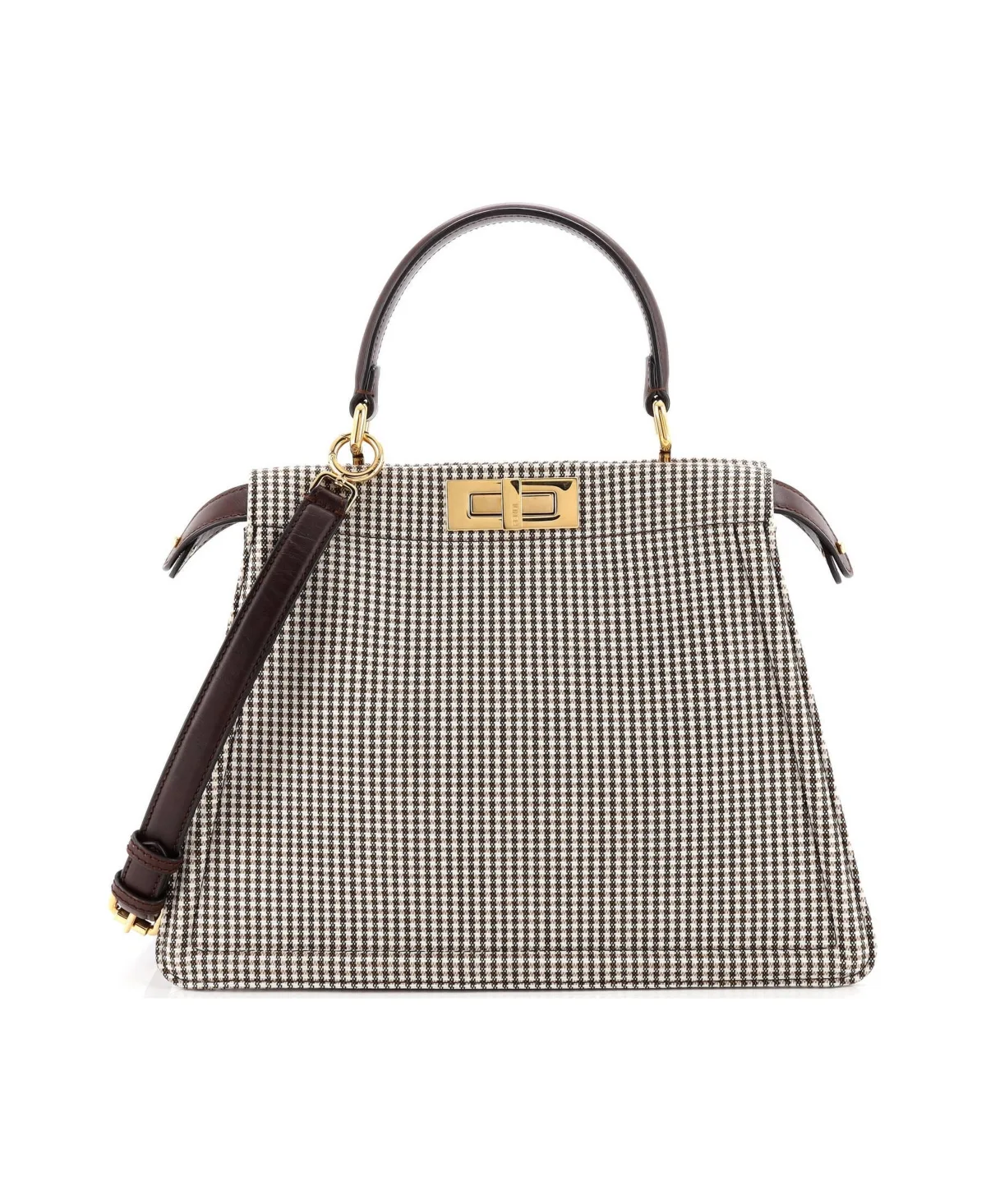 Pre-Owned Medium Peekaboo ISeeU Bag Houndstooth Wool by FENDI