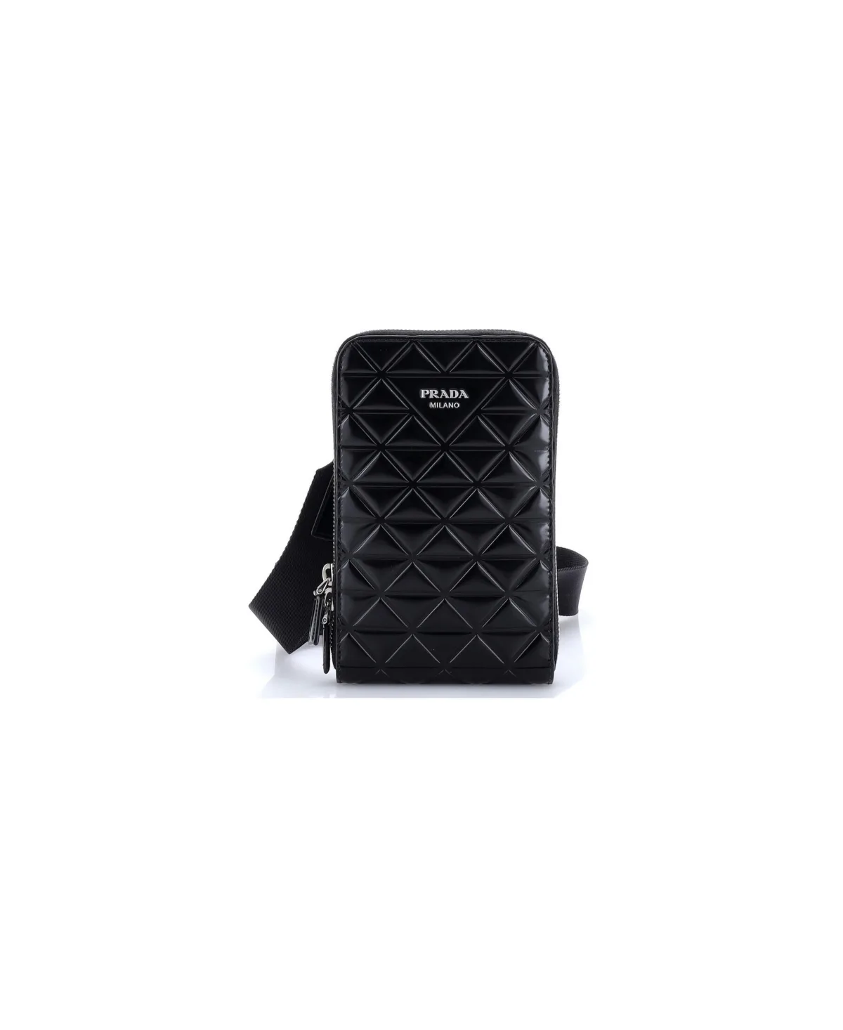 Pre-Owned Symbole Phone Holder Crossbody Bag Embossed Leather by Prada