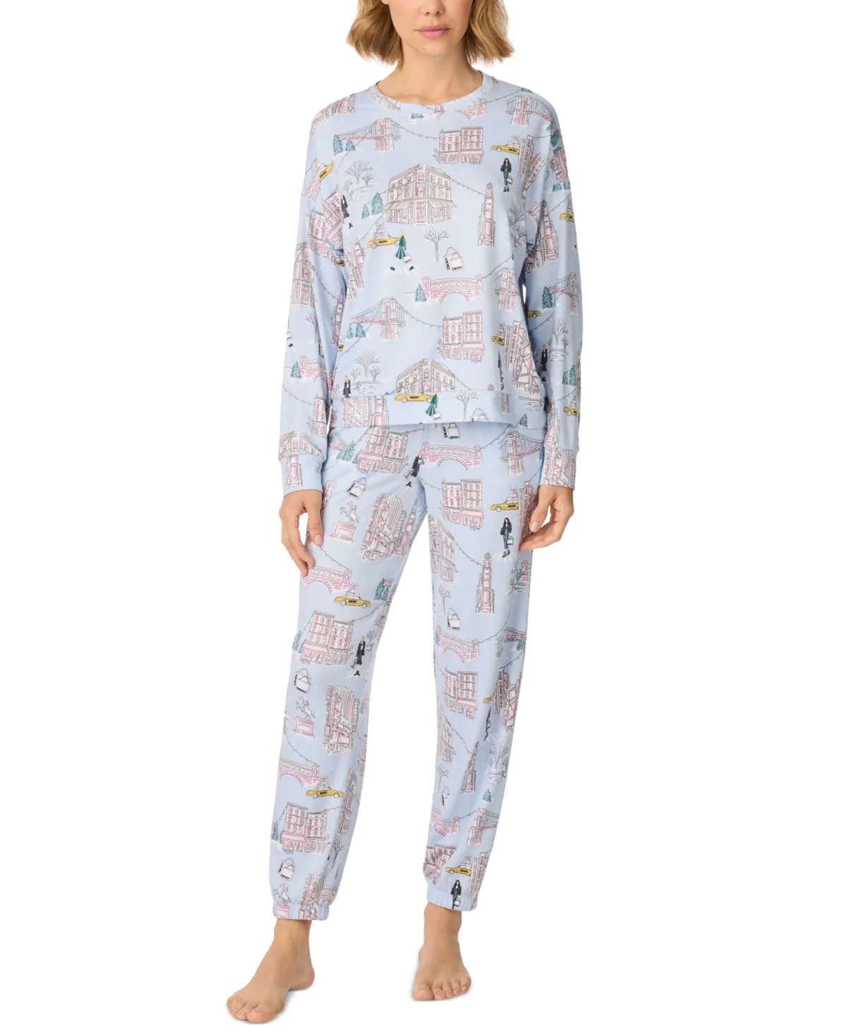 Jersey Knit Long-Sleeve Top and Jogger Pants, 2-Piece Set