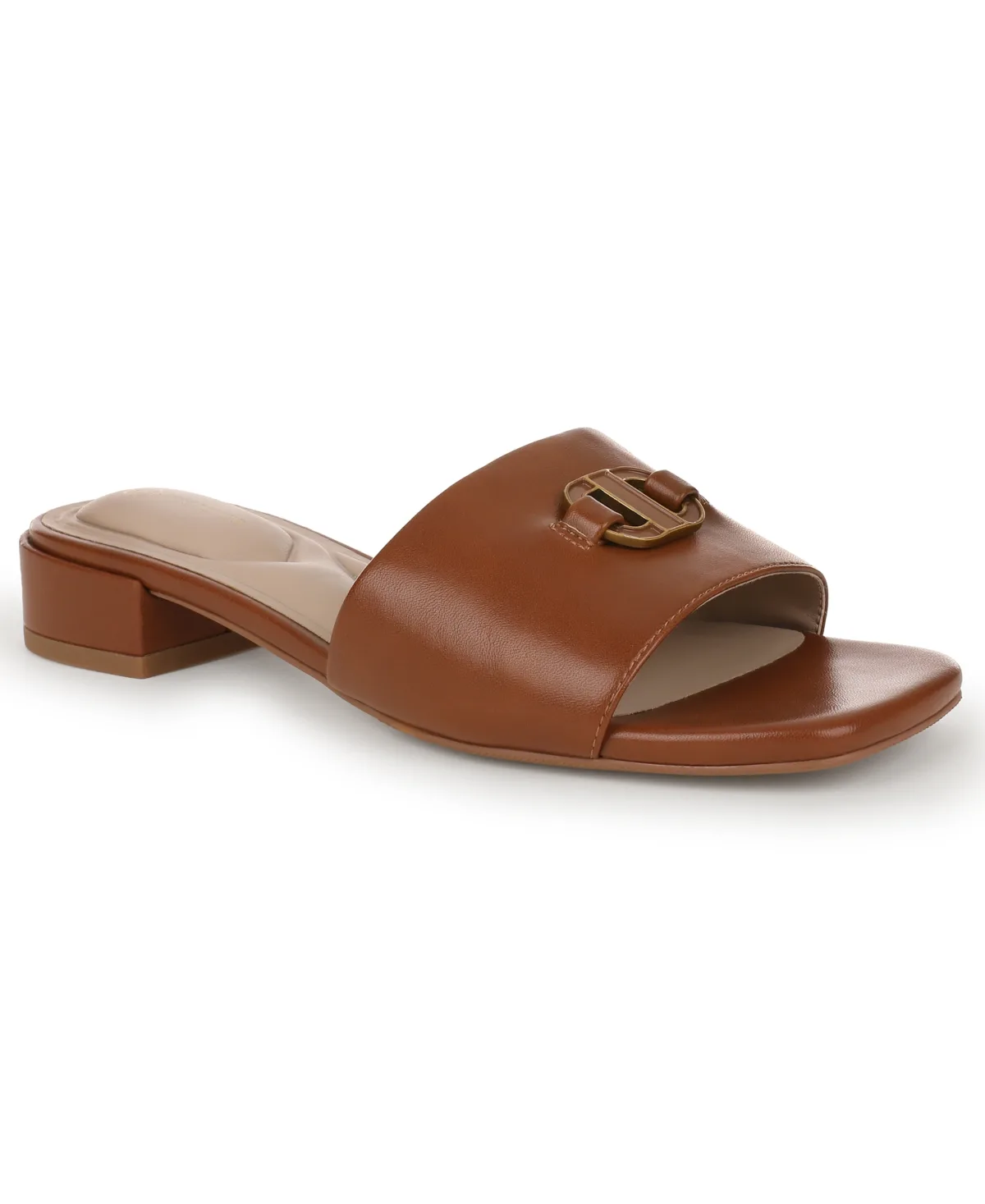 Tishah Square Toe Faux Leather Flat Sandals