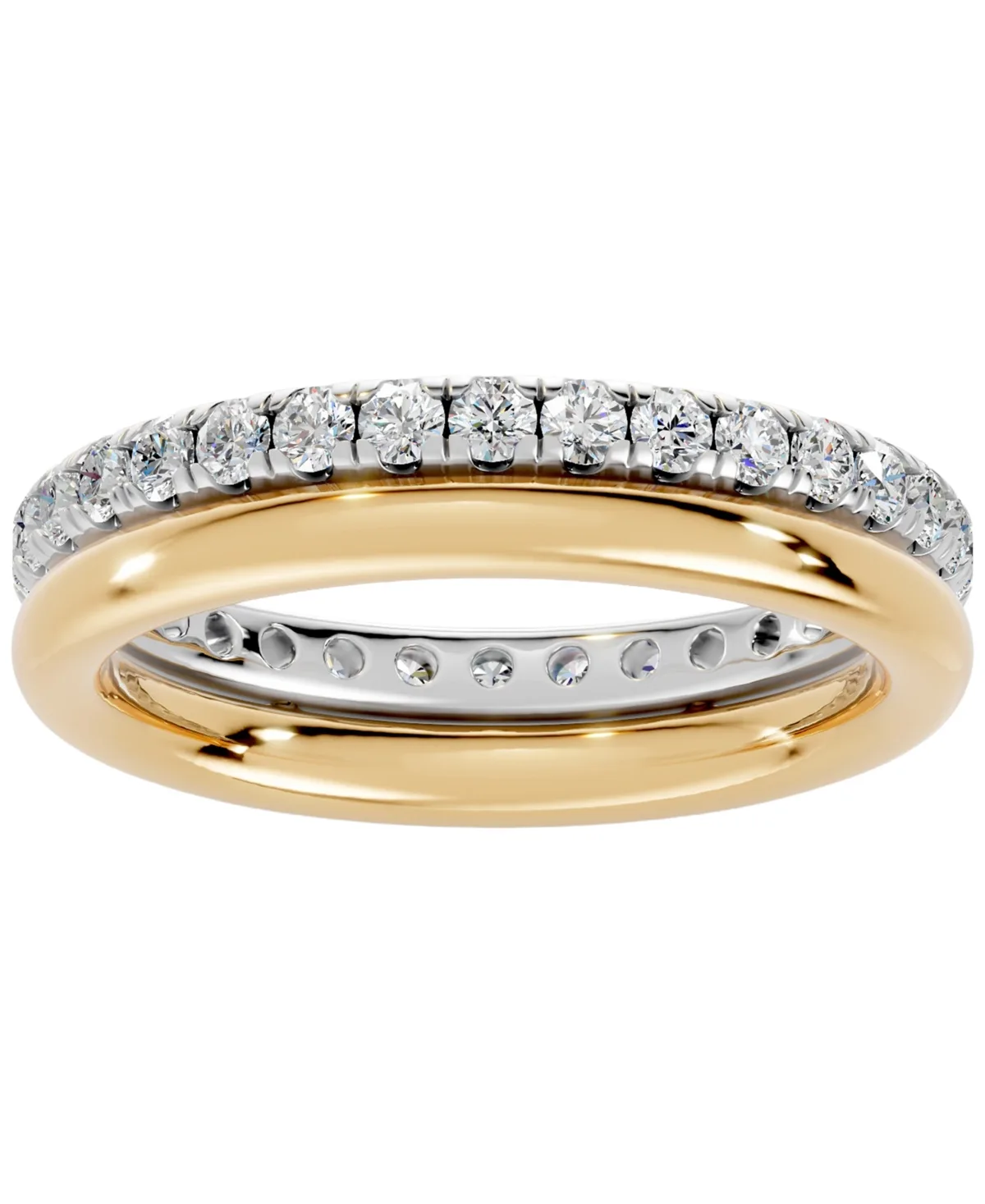 Diamond Round-Cut Eternity Band Ring (1 ct. t.w.) in 14k Yellow and White Gold