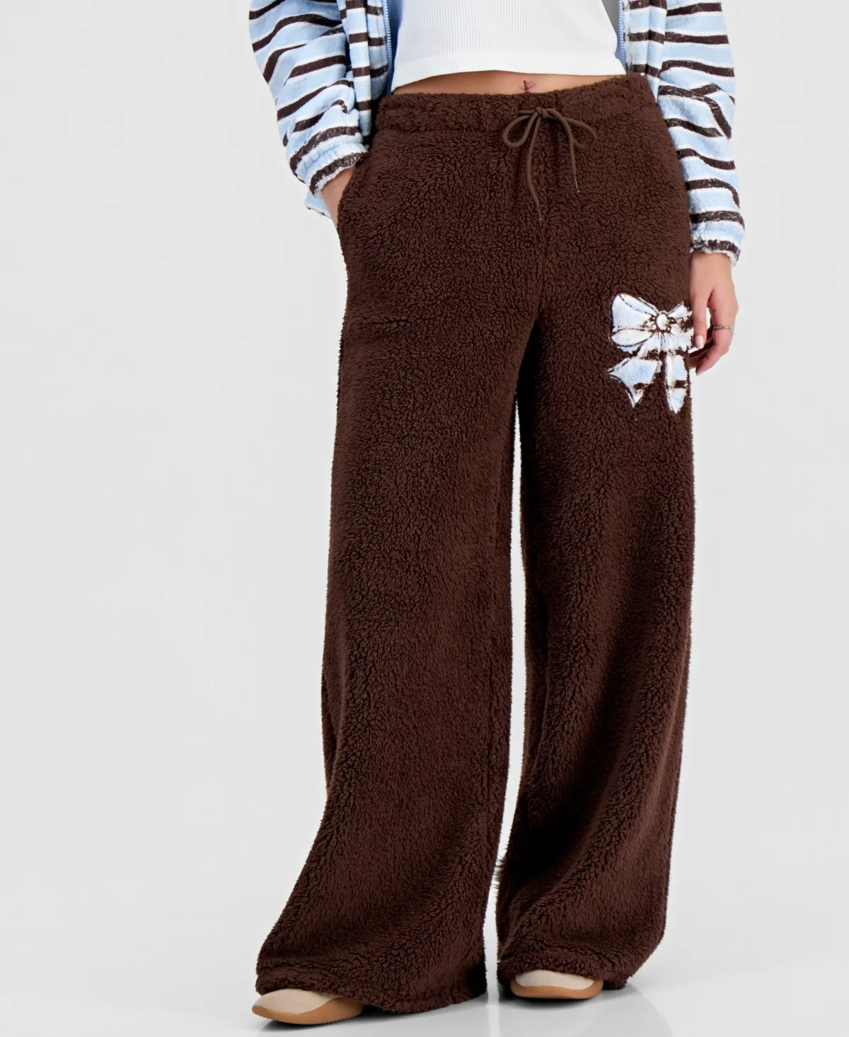 Sherpa Wide-Leg Drawstring Pants by Madden Girl