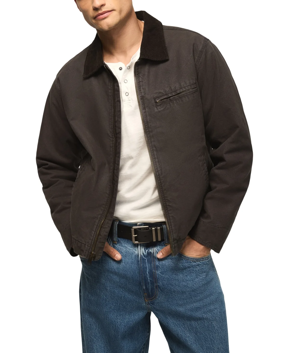 Canvas Zip-Front Utilitarian Jacket by Lucky Brand