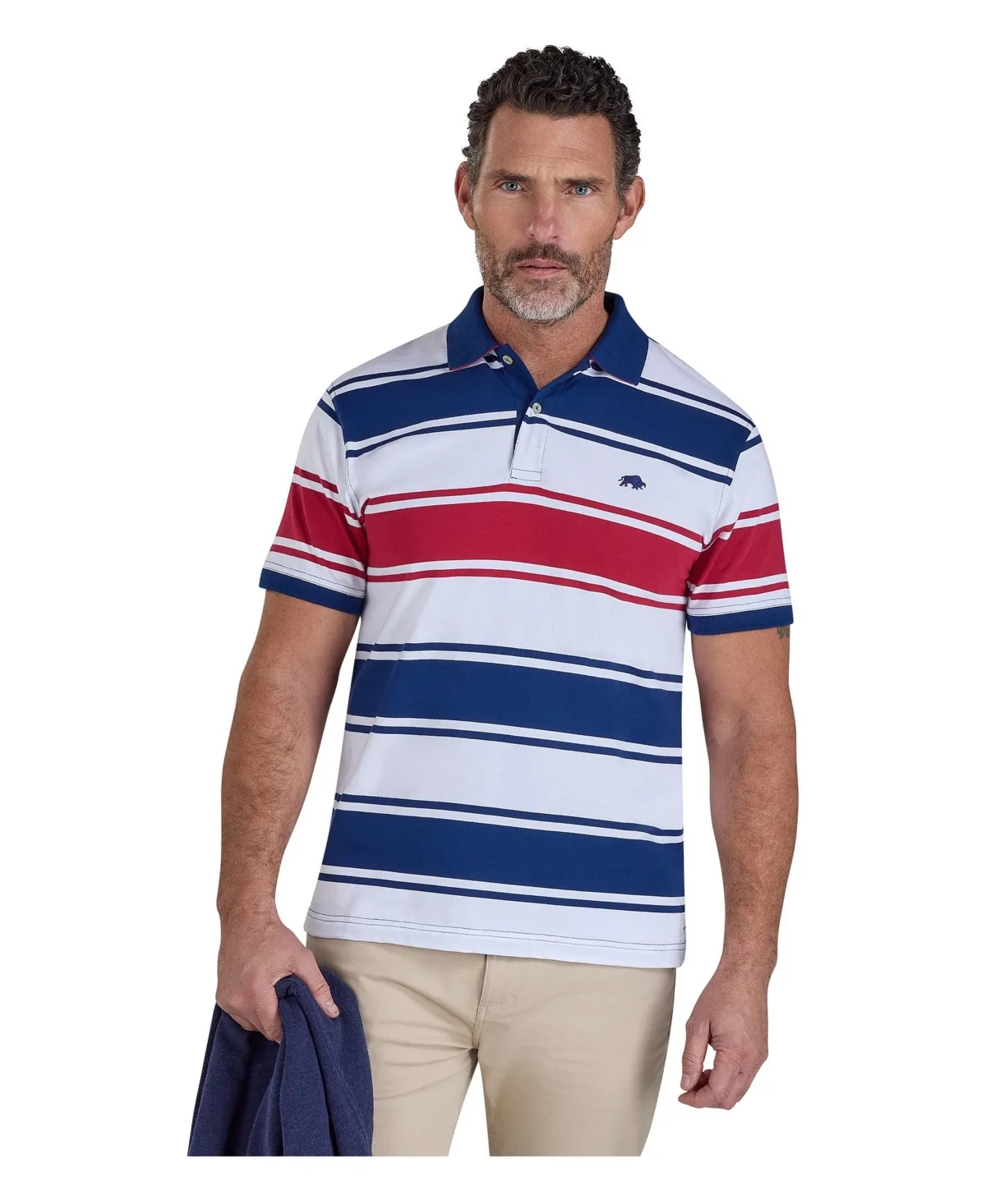 Wide Stripe Jersey Relaxed-Fit Polo Shirt by Raging Bull