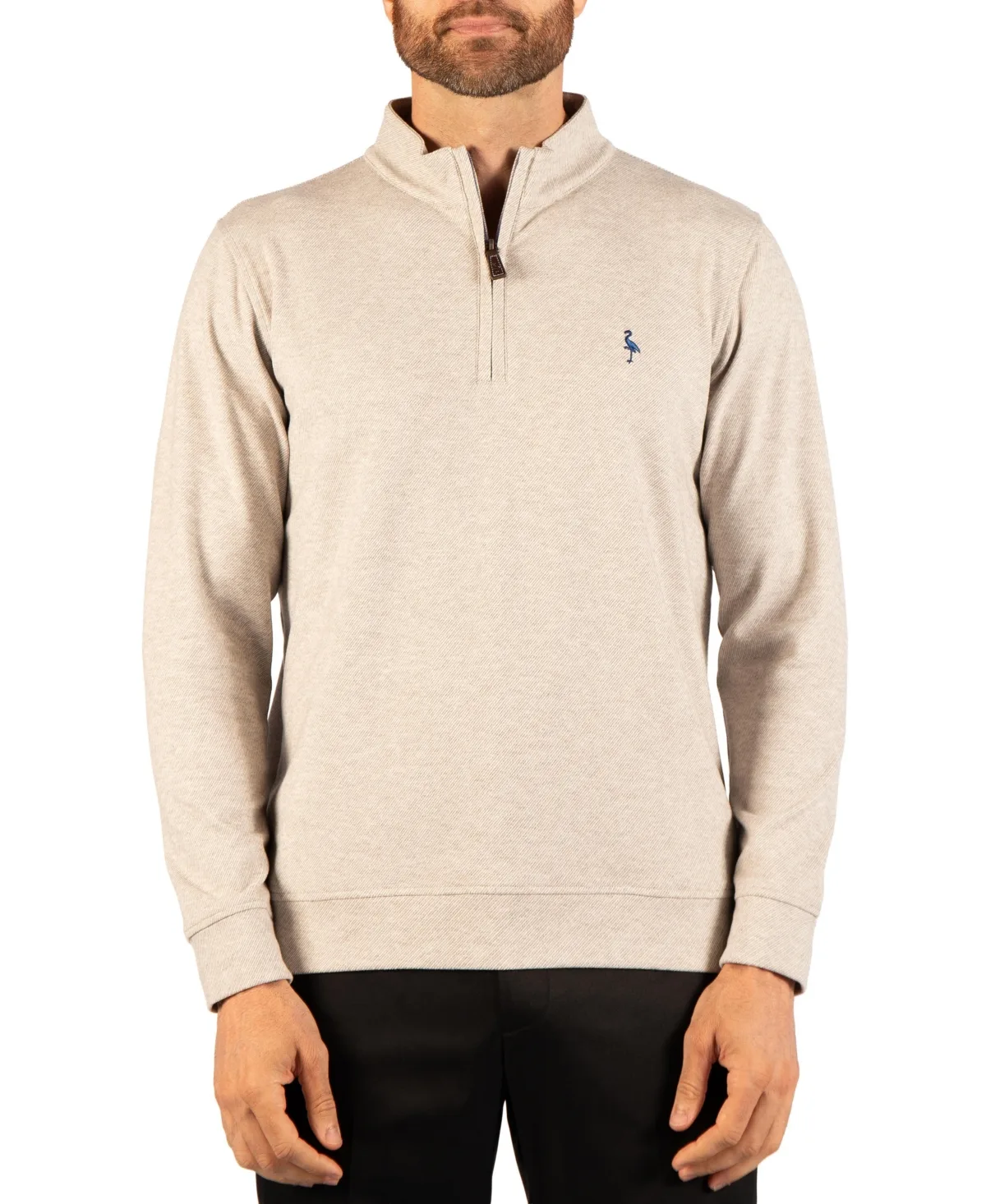 Brushed Melange Twill Quarter Zip Sweater by Tailorbyrd