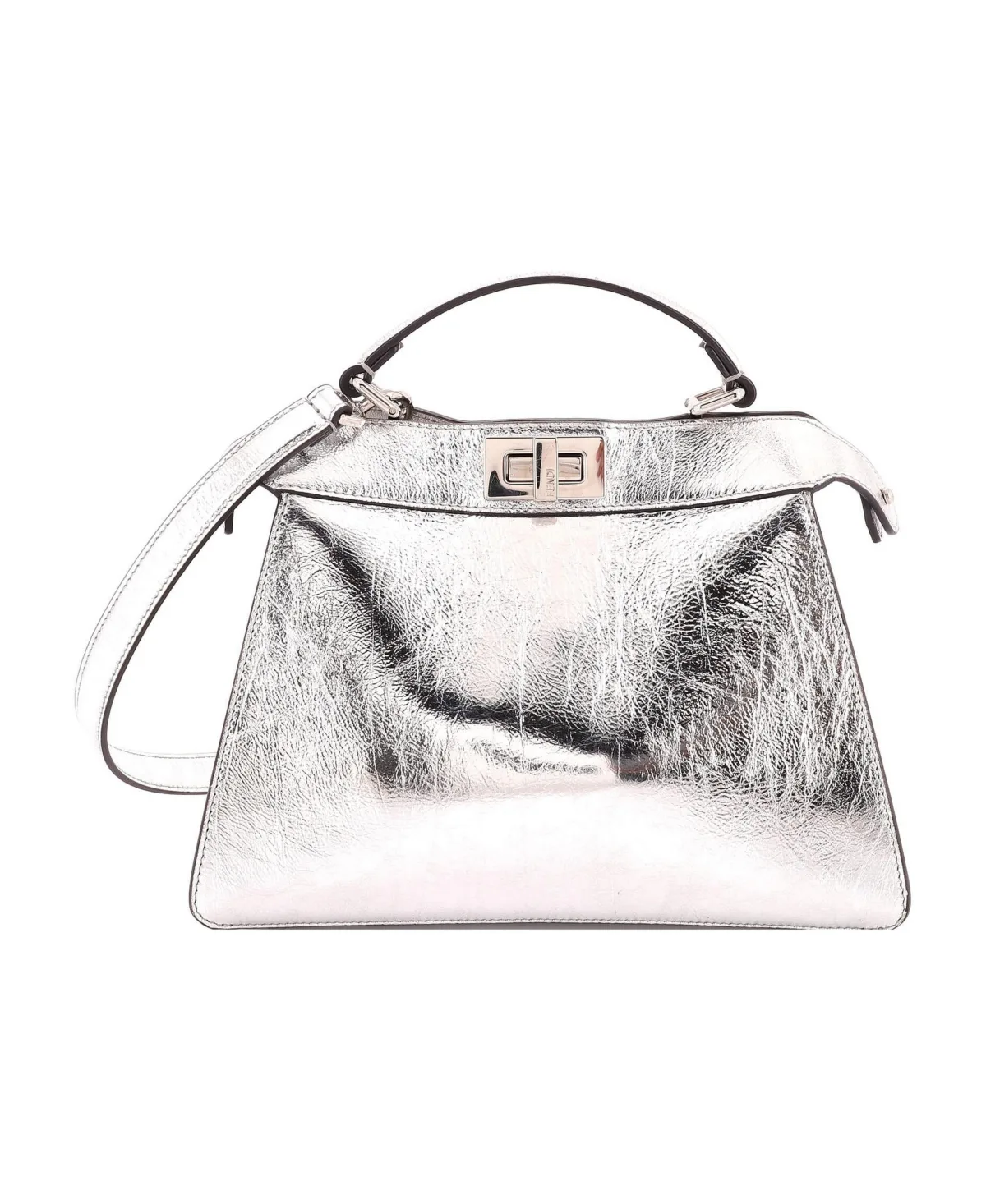 Pre-Owned Fendi Small Peekaboo ISeeU Bag Metallic Leather