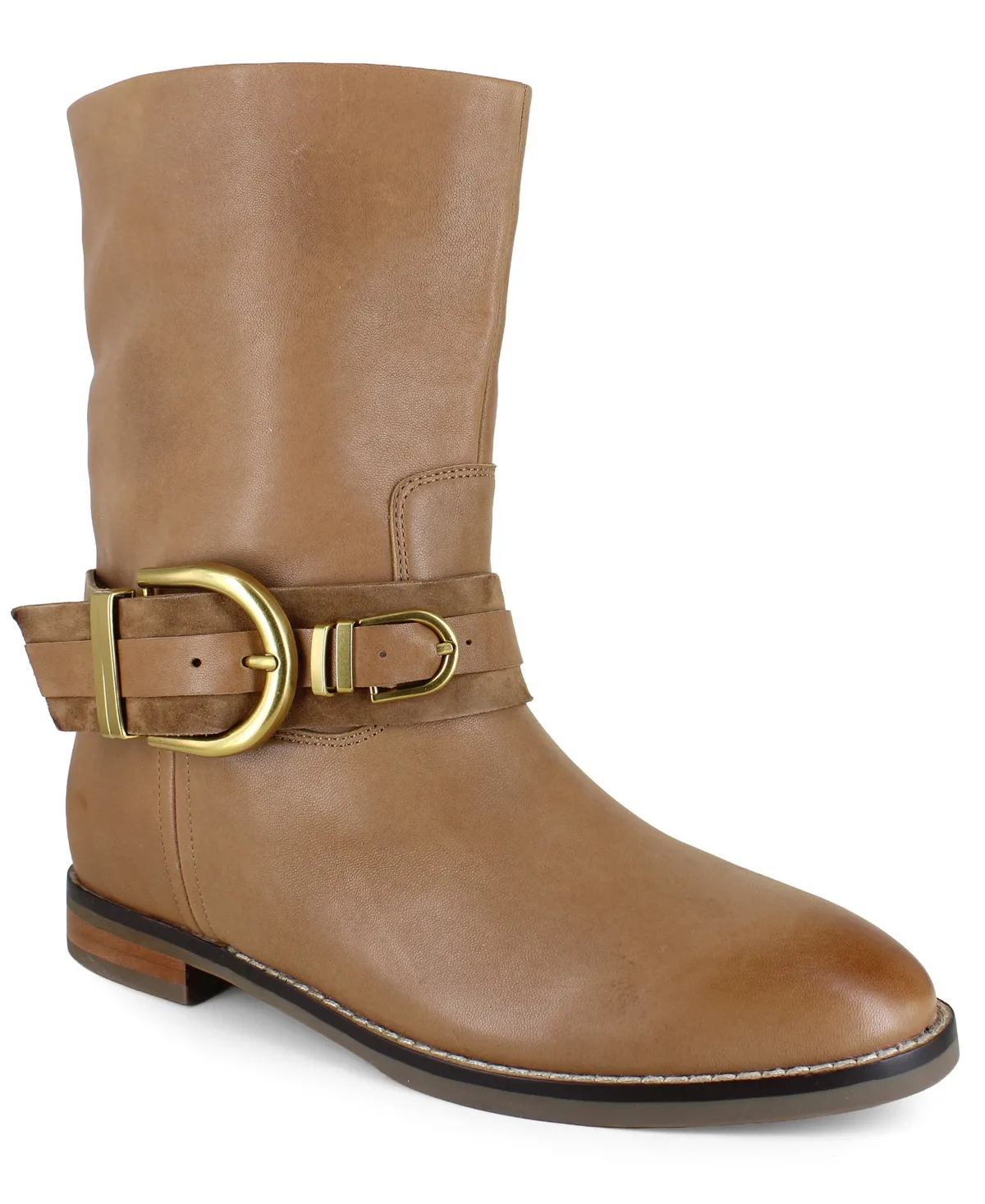 Nico Buckle Strap Boots - Tan Leather by Kenneth Cole