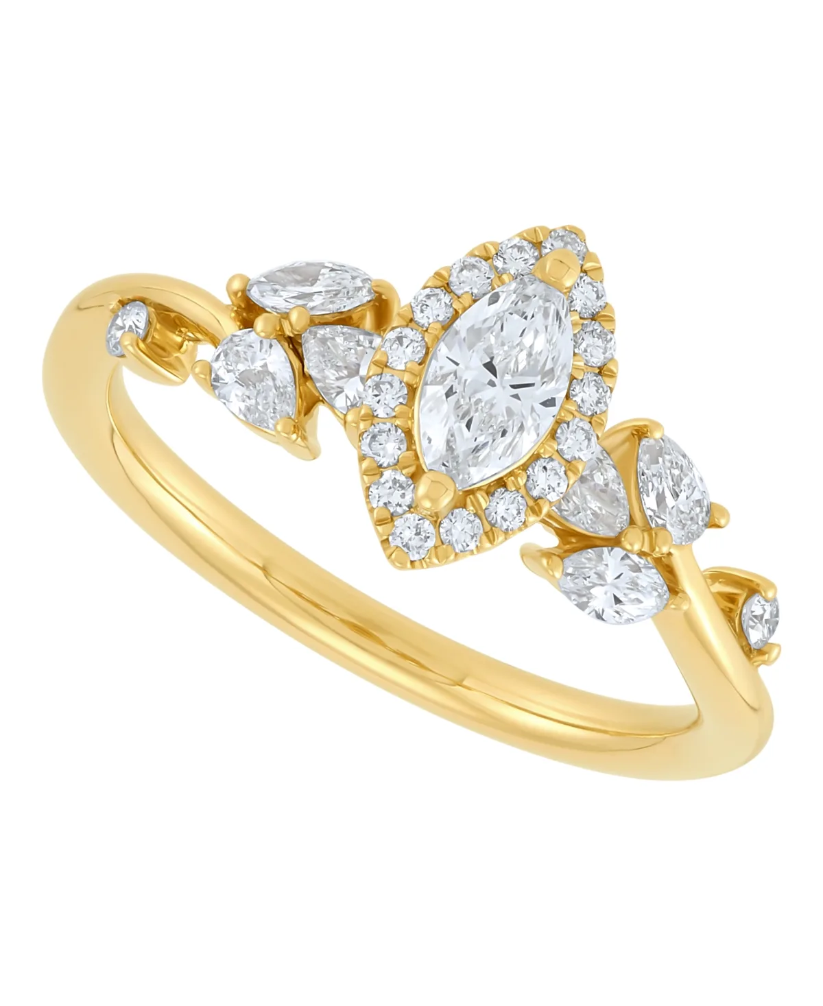 Marquise Diamond Halo Ring (3/4 ct. t.w.) in 14k Yellow Gold