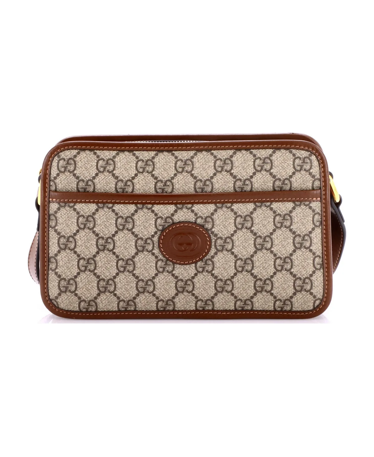 Pre-Owned Gucci Mini Interlocking G Patch Camera Bag Gg Coated Canvas